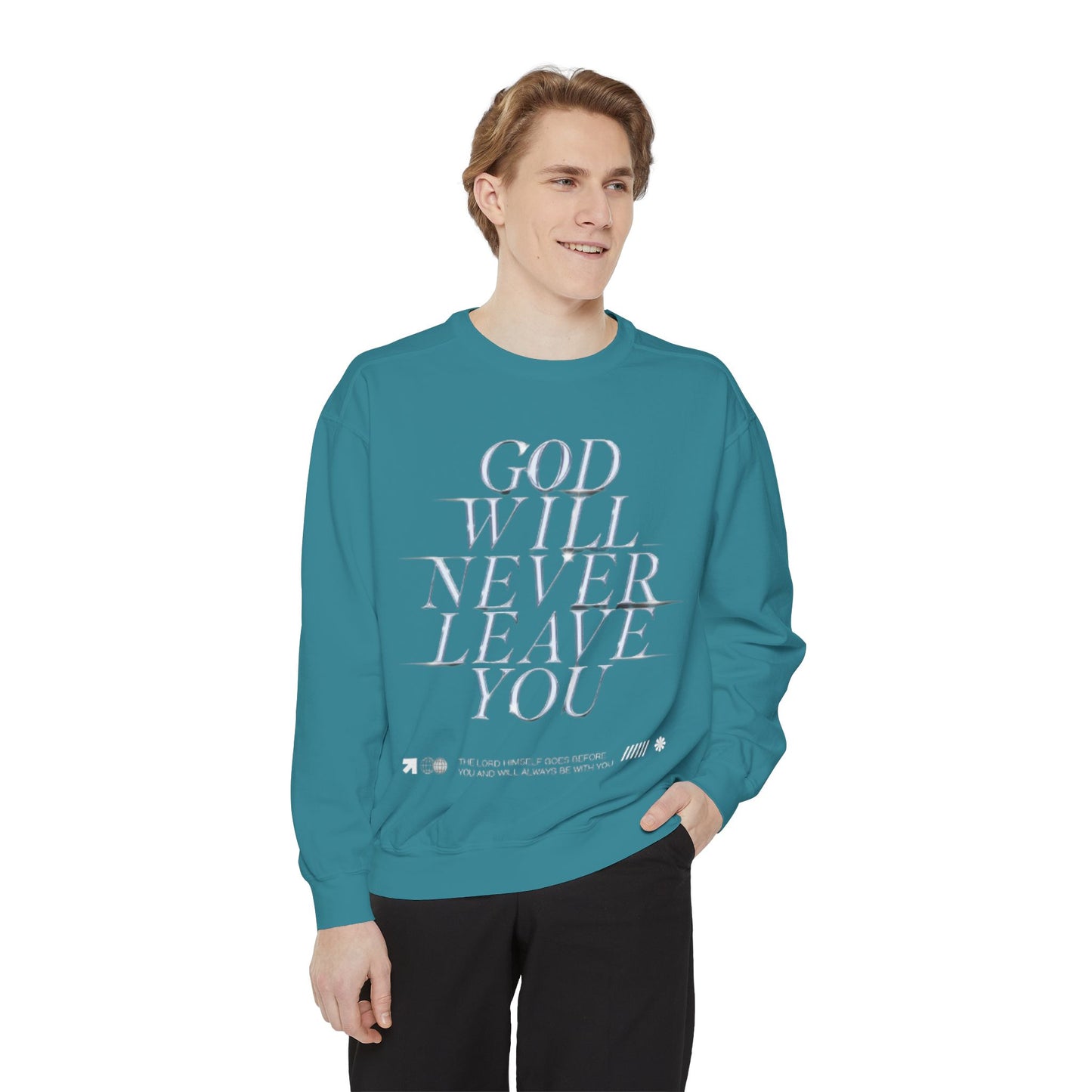 Comforting Sweatshirt with Inspiring Message, Cozy Gift for Friends, Unisex Pullover, Perfect for Casual Wear, God Will Never Leave You
