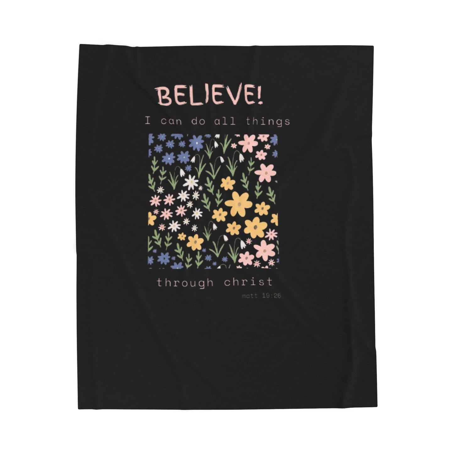Inspirational Floral Velveteen Plush Blanket - Cozy Throw for Comfort, Motivational Gift, Home Decor, Encouragement, Prayer