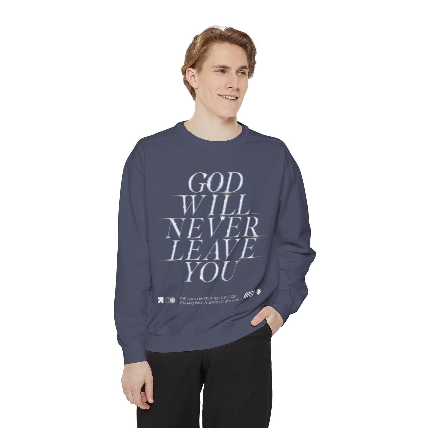 Comforting Sweatshirt with Inspiring Message, Cozy Gift for Friends, Unisex Pullover, Perfect for Casual Wear, God Will Never Leave You
