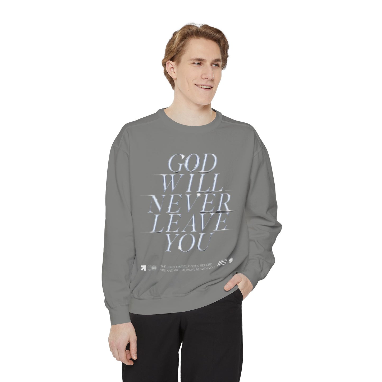 Comforting Sweatshirt with Inspiring Message, Cozy Gift for Friends, Unisex Pullover, Perfect for Casual Wear, God Will Never Leave You