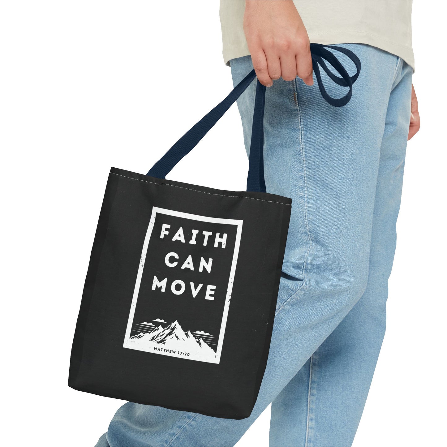 Inspirational Tote Bag - Faith Can Move Mountains, Motivational Bag, Gift for Friends, Daily Carry, Canvas Grocery Bag, Faith Merchandise