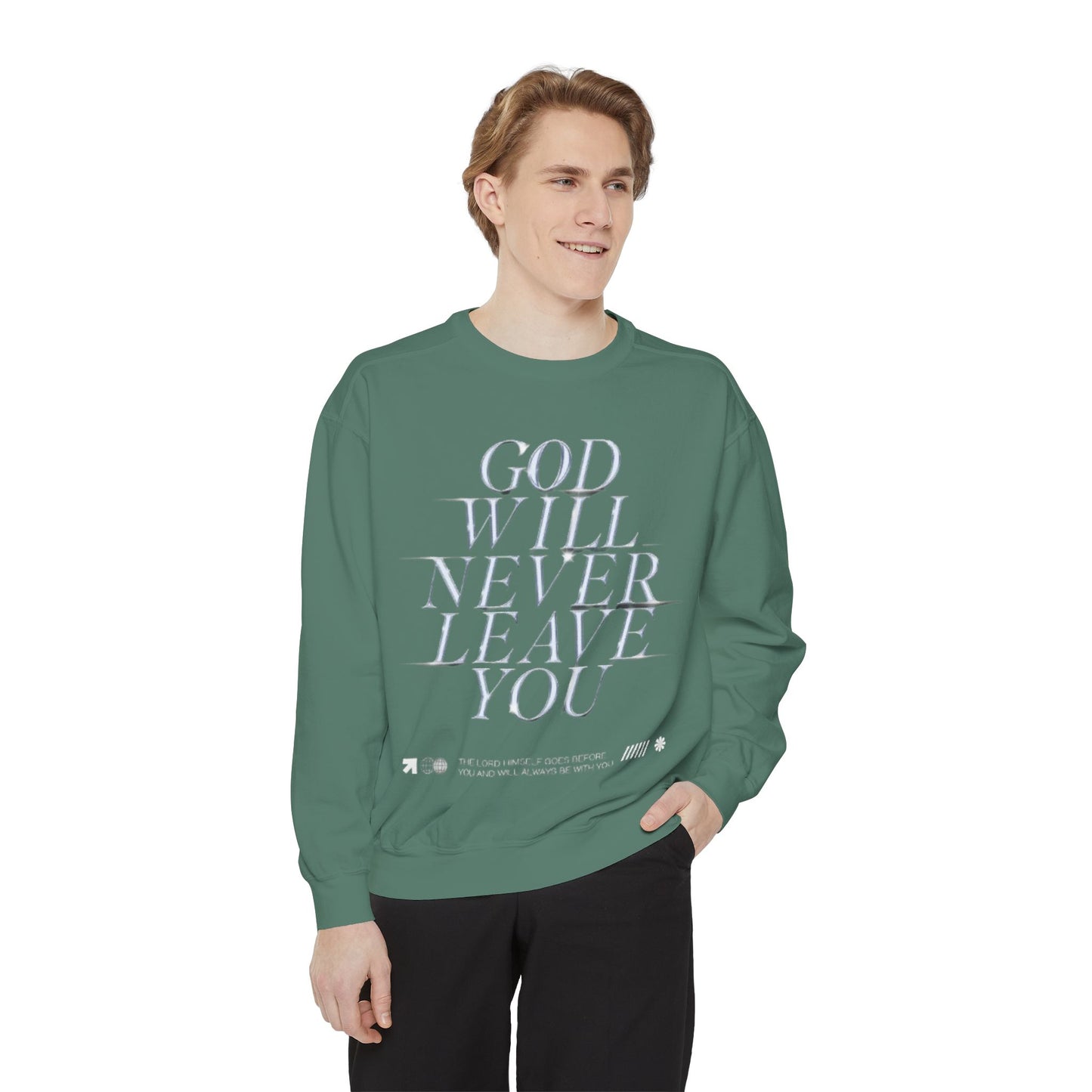 Comforting Sweatshirt with Inspiring Message, Cozy Gift for Friends, Unisex Pullover, Perfect for Casual Wear, God Will Never Leave You
