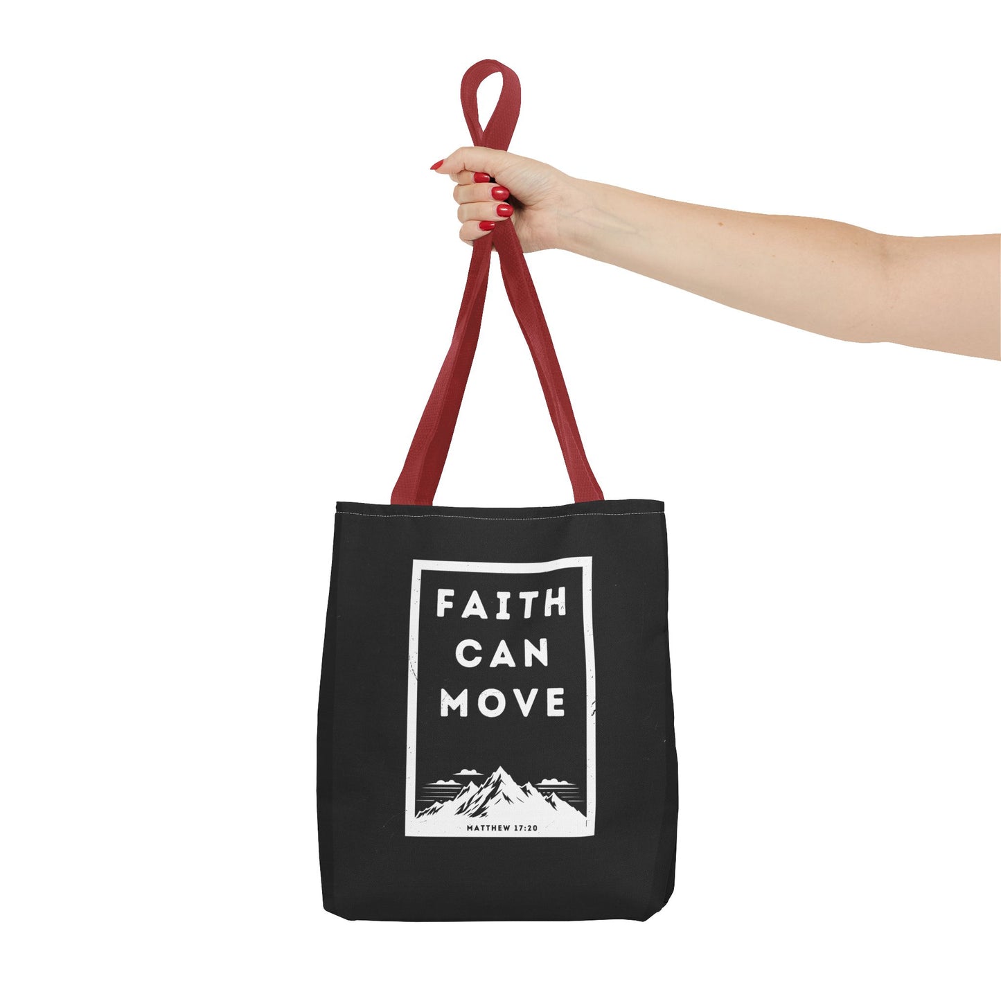 Inspirational Tote Bag - Faith Can Move Mountains, Motivational Bag, Gift for Friends, Daily Carry, Canvas Grocery Bag, Faith Merchandise