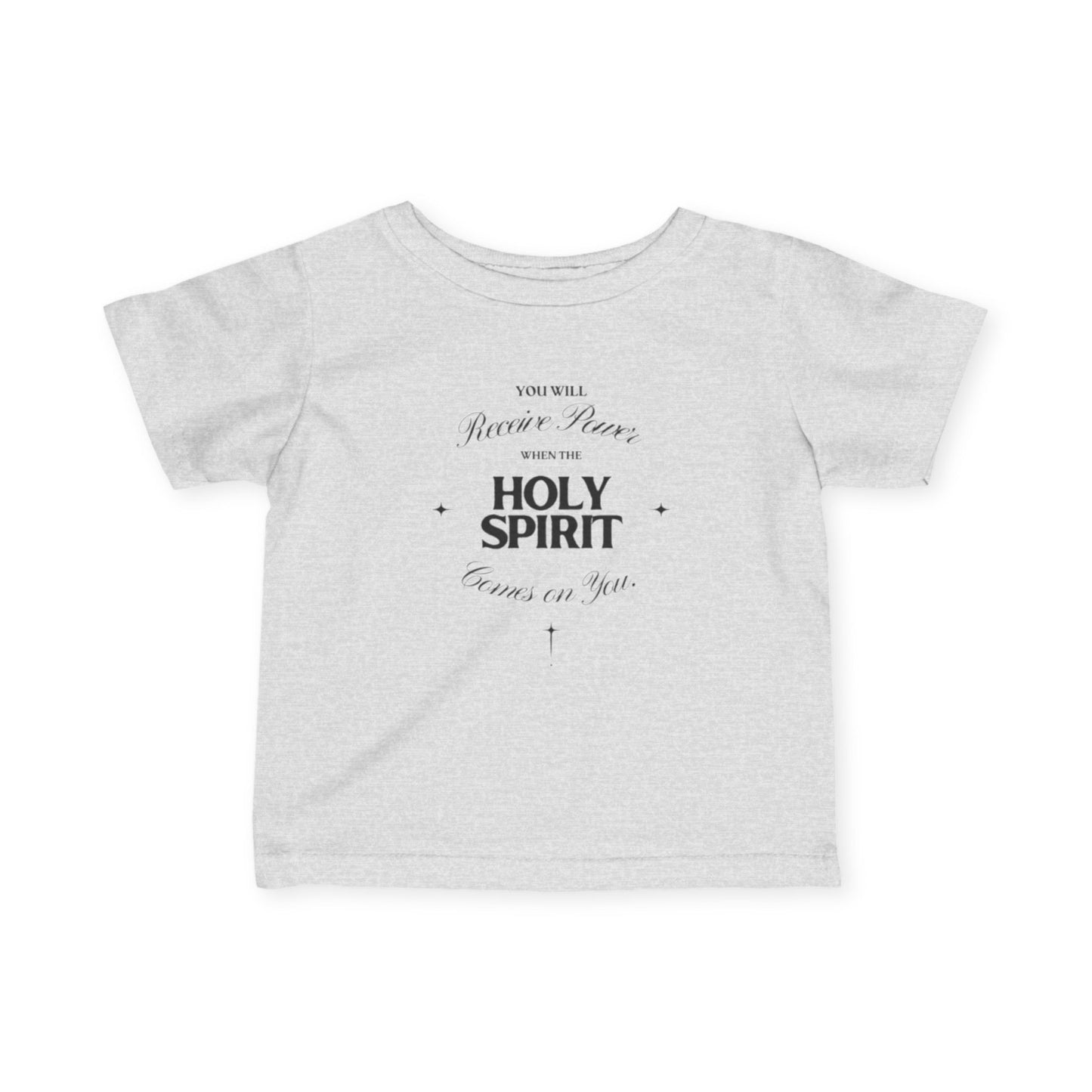 Celebrate faith with the Holy Spirit Infant T-Shirt—perfect for baptisms, baby showers, and everyday Christian kids wear. A meaningful newborn gift.


