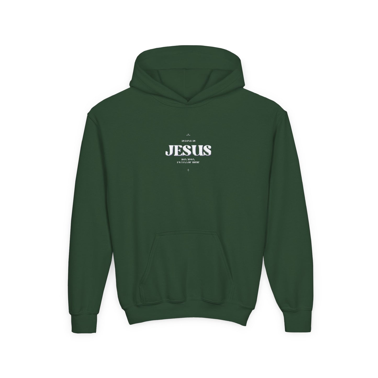 Youth Heavy Blend Hooded Sweatshirt with 'Jesus' Design | Faith Apparel, Christian Gifts, Religious Clothing, Youth Hoodies, Casual Wear