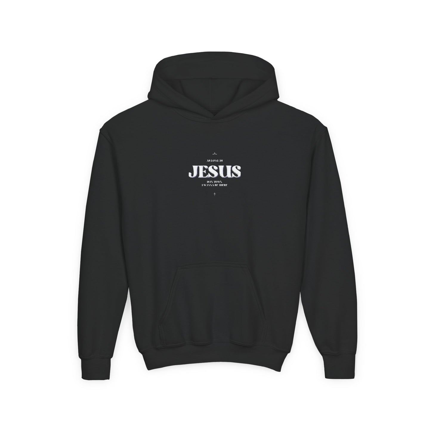 Youth Heavy Blend Hooded Sweatshirt with 'Jesus' Design | Faith Apparel, Christian Gifts, Religious Clothing, Youth Hoodies, Casual Wear