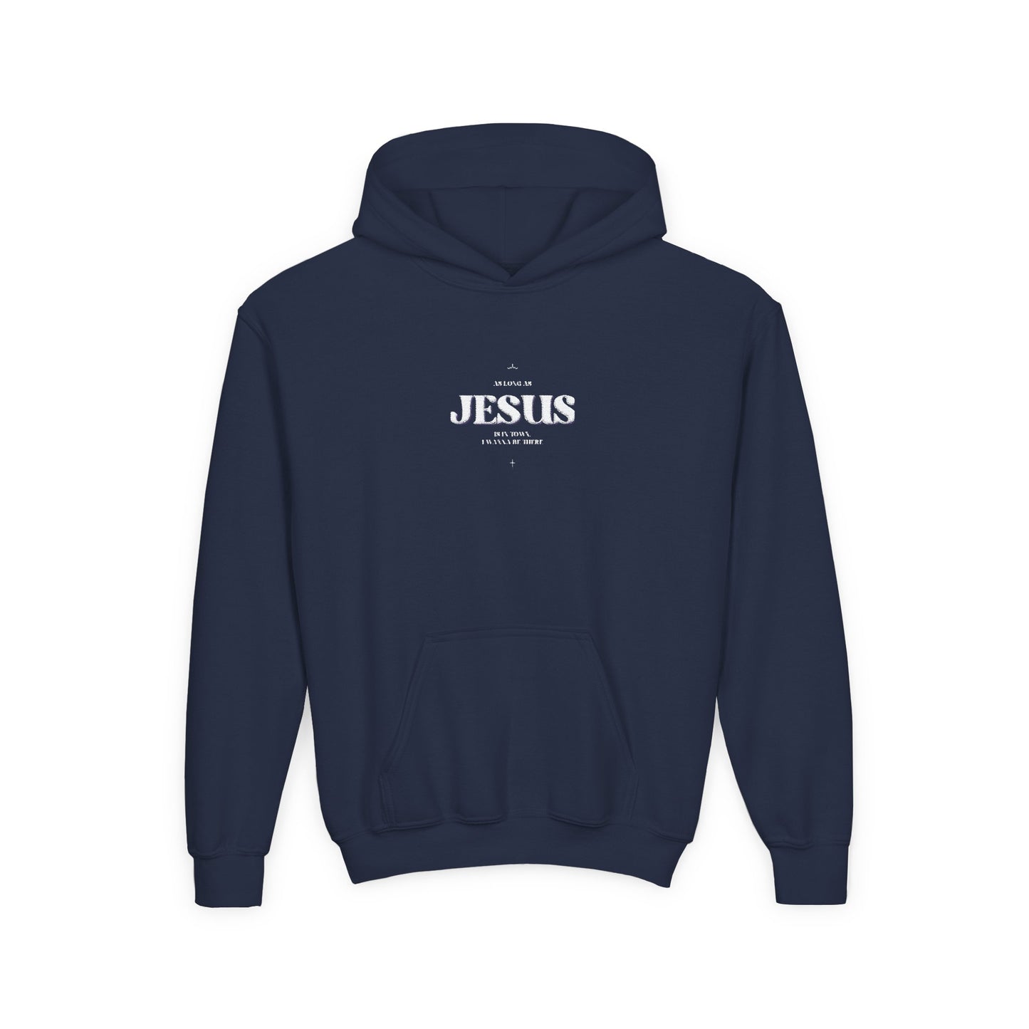 Youth Heavy Blend Hooded Sweatshirt with 'Jesus' Design | Faith Apparel, Christian Gifts, Religious Clothing, Youth Hoodies, Casual Wear