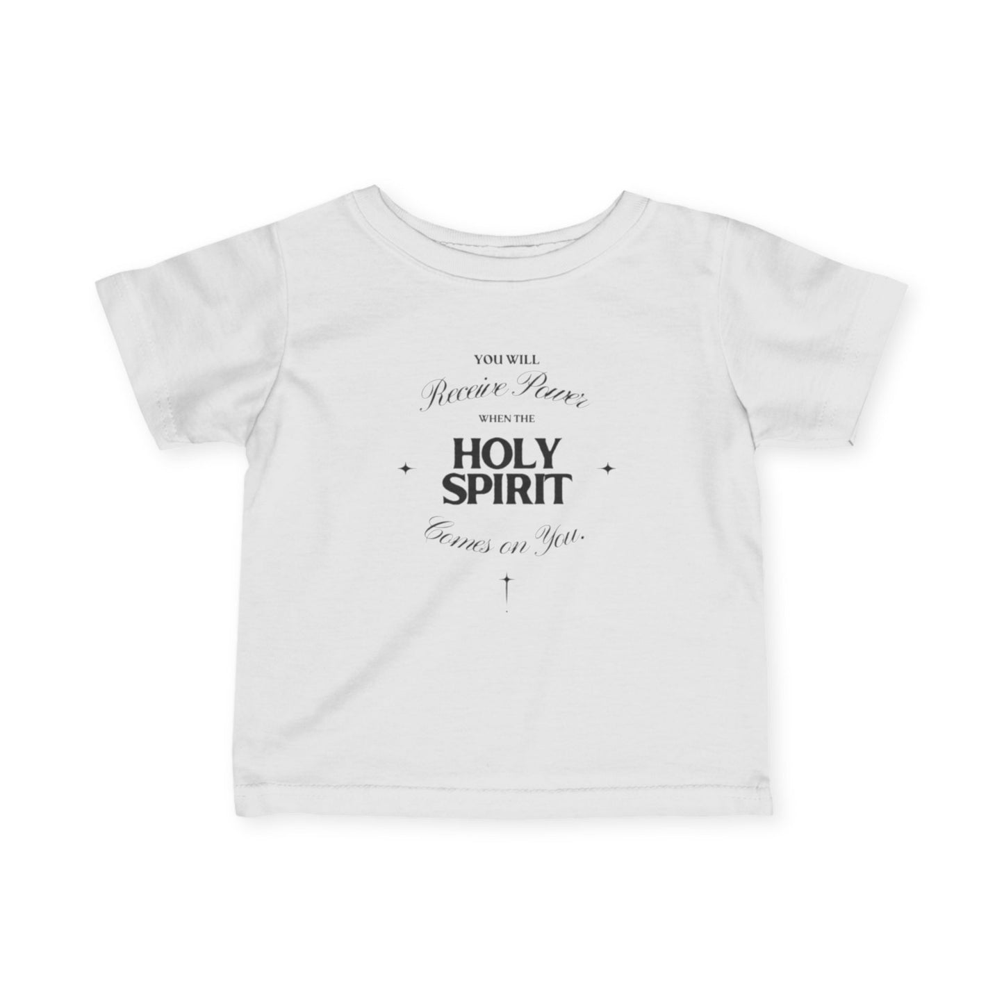 Celebrate faith with the Holy Spirit Infant T-Shirt—perfect for baptisms, baby showers, and everyday Christian kids wear. A meaningful newborn gift.

