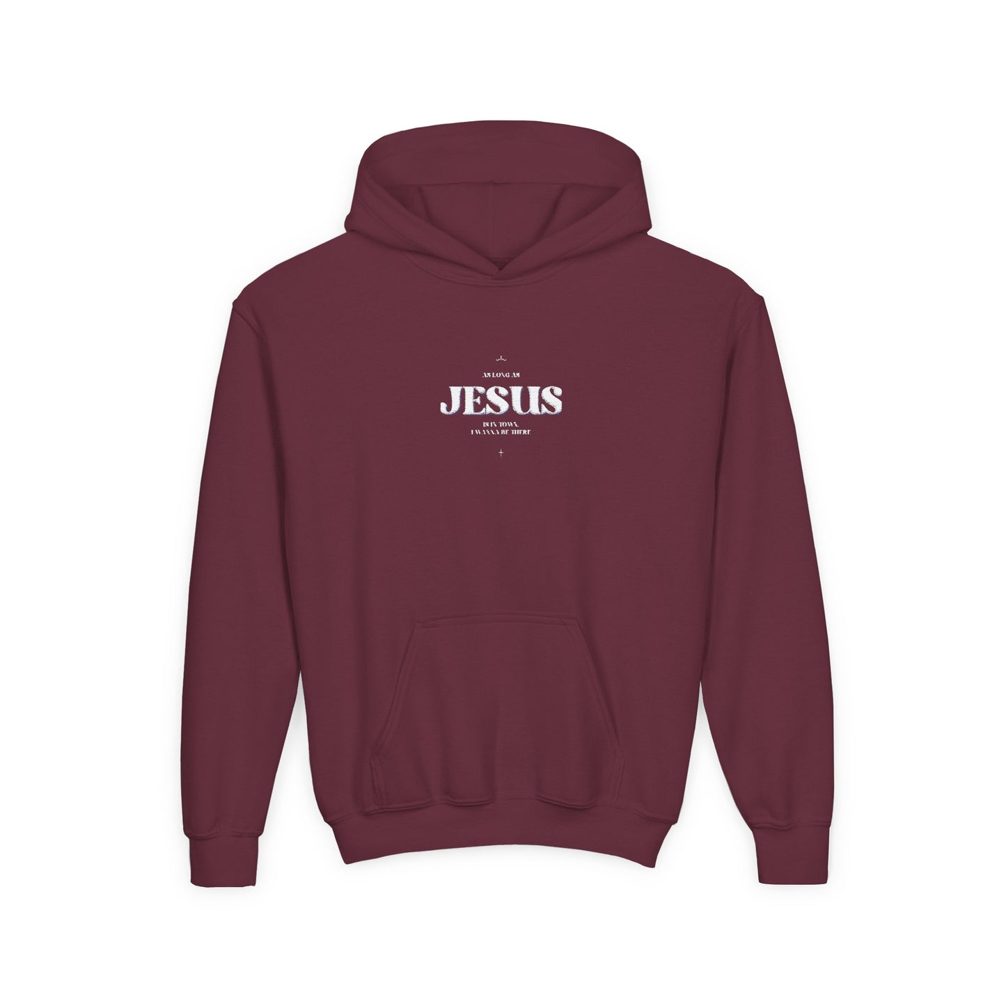 Youth Heavy Blend Hooded Sweatshirt with 'Jesus' Design | Faith Apparel, Christian Gifts, Religious Clothing, Youth Hoodies, Casual Wear