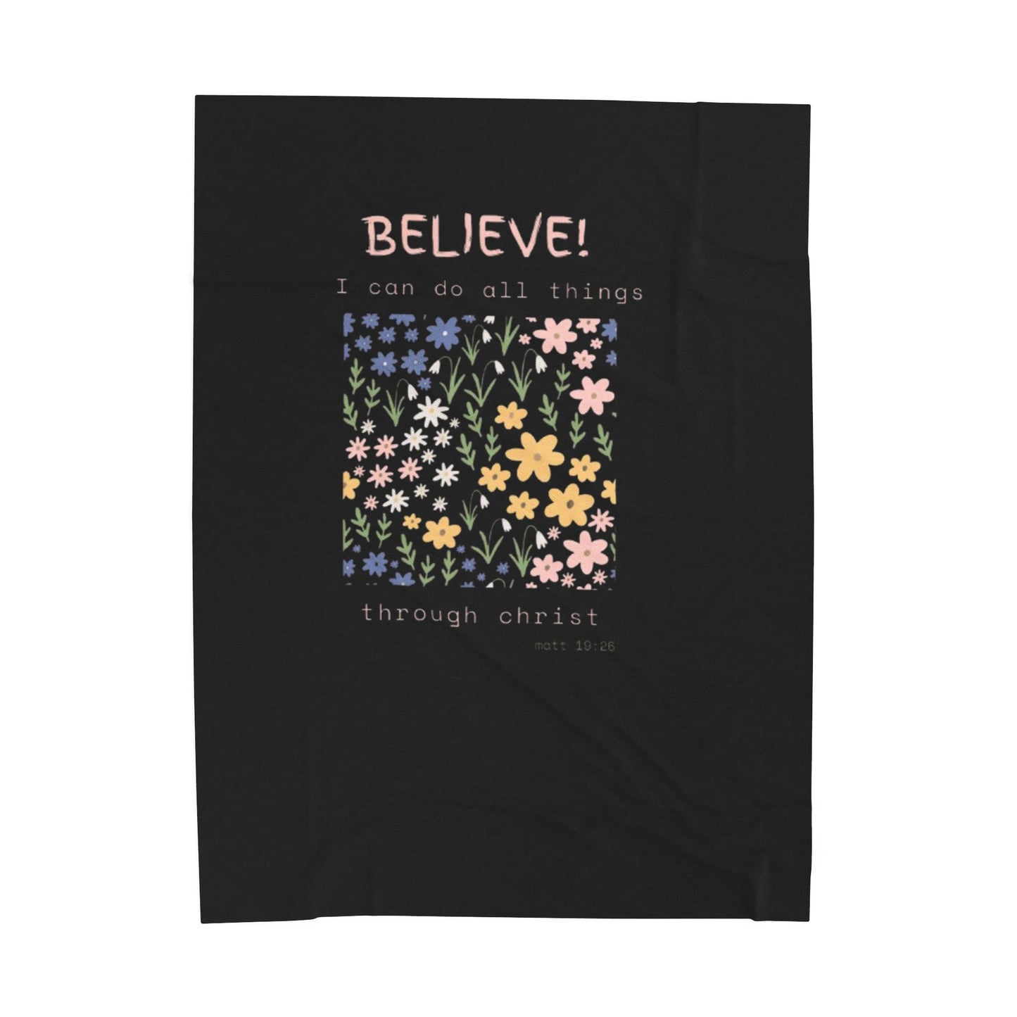 Inspirational Floral Velveteen Plush Blanket - Cozy Throw for Comfort, Motivational Gift, Home Decor, Encouragement, Prayer