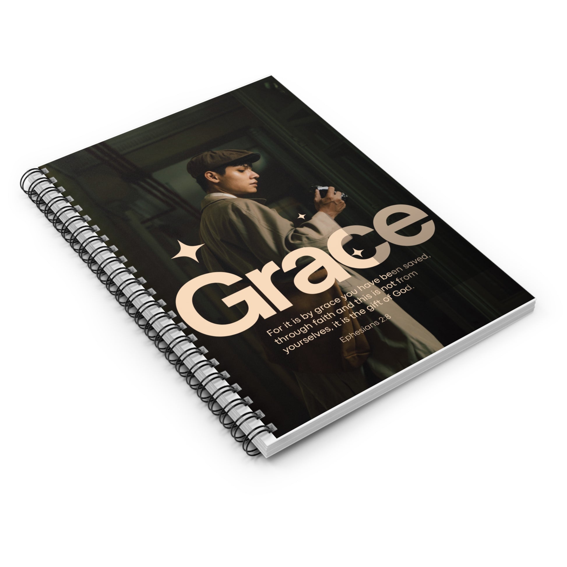 Find inspiration in the Elegant Grace Spiral Notebook—perfect for faith journaling, prayer, creative writing, and as a thoughtful religious gift
