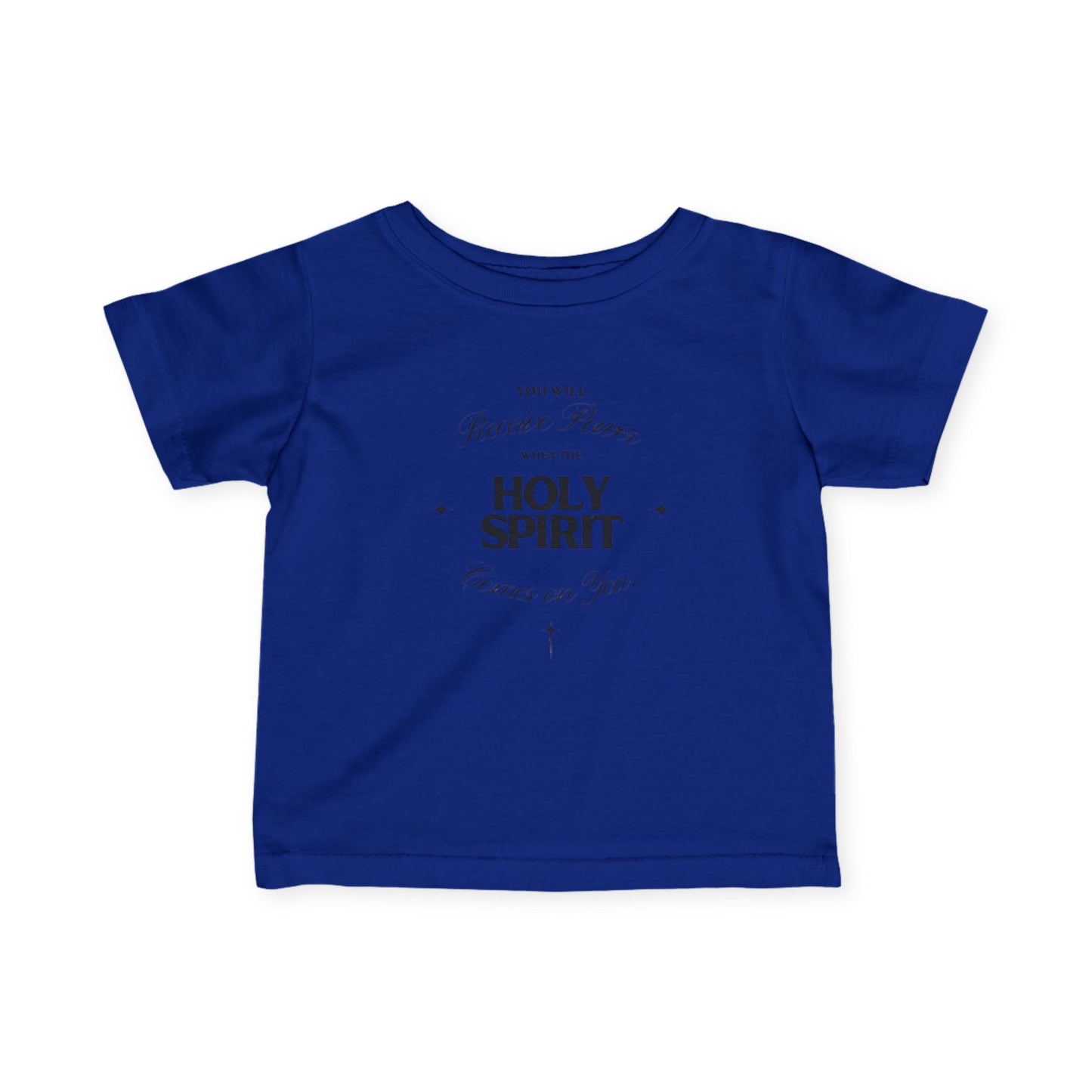 Celebrate faith with the Holy Spirit Infant T-Shirt—perfect for baptisms, baby showers, and everyday Christian kids wear. A meaningful newborn gift.

