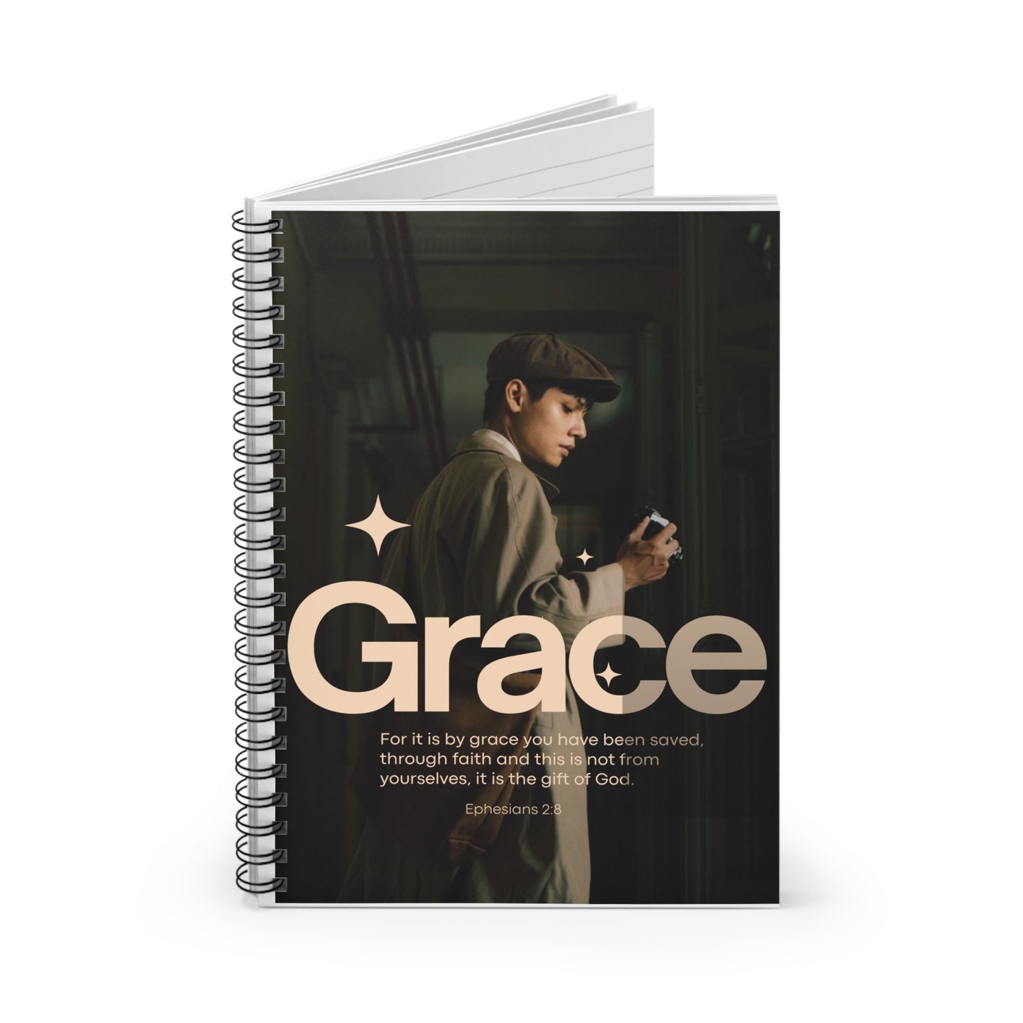 Find inspiration in the Elegant Grace Spiral Notebook—perfect for faith journaling, prayer, creative writing, and as a thoughtful religious gift