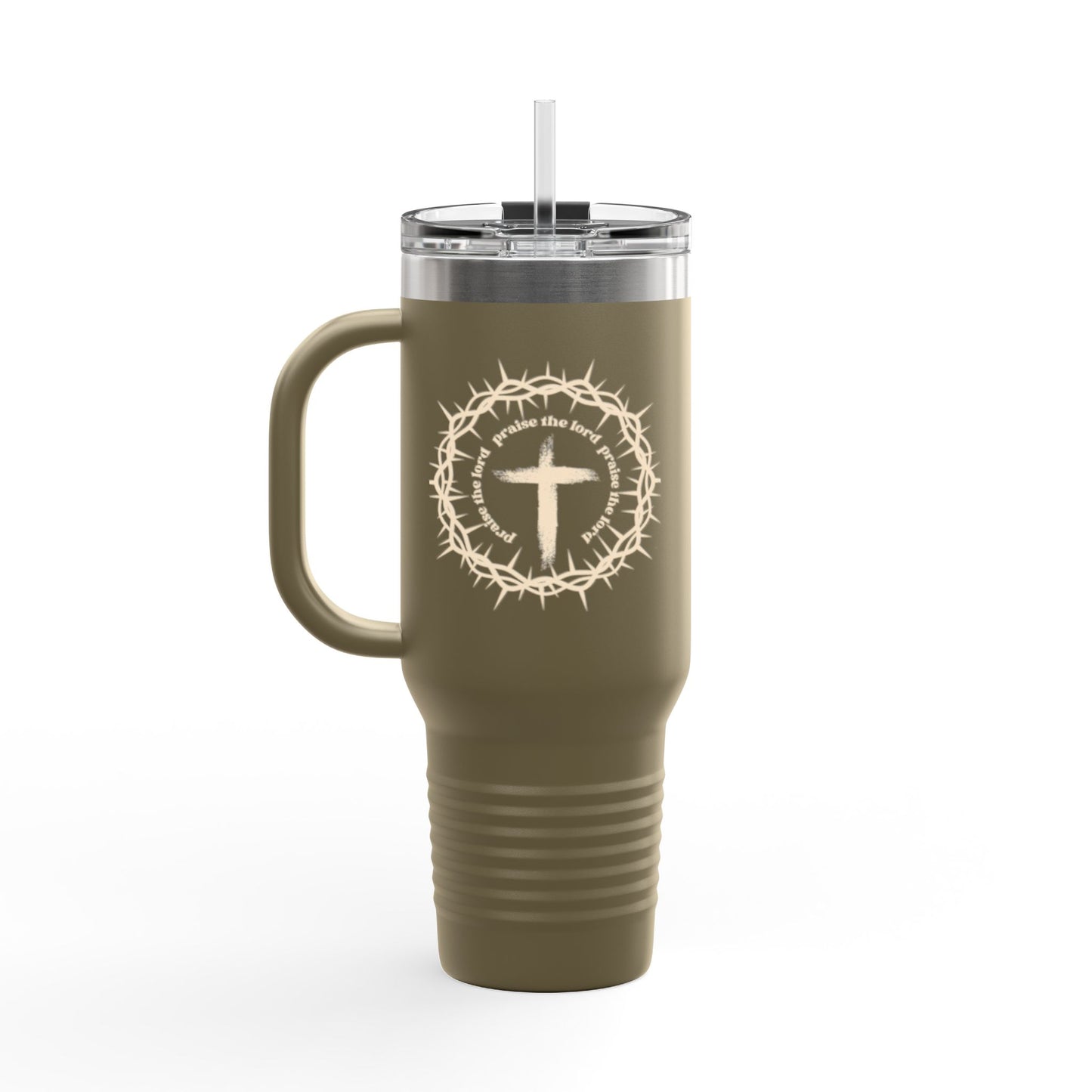 40oz Insulated Travel Mug – Stainless Steel Tumbler with Handle & Straw, Spill-Proof, Keeps Drinks Hot or Cold